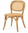 Chaise beige à dossier ovale et assise tressée