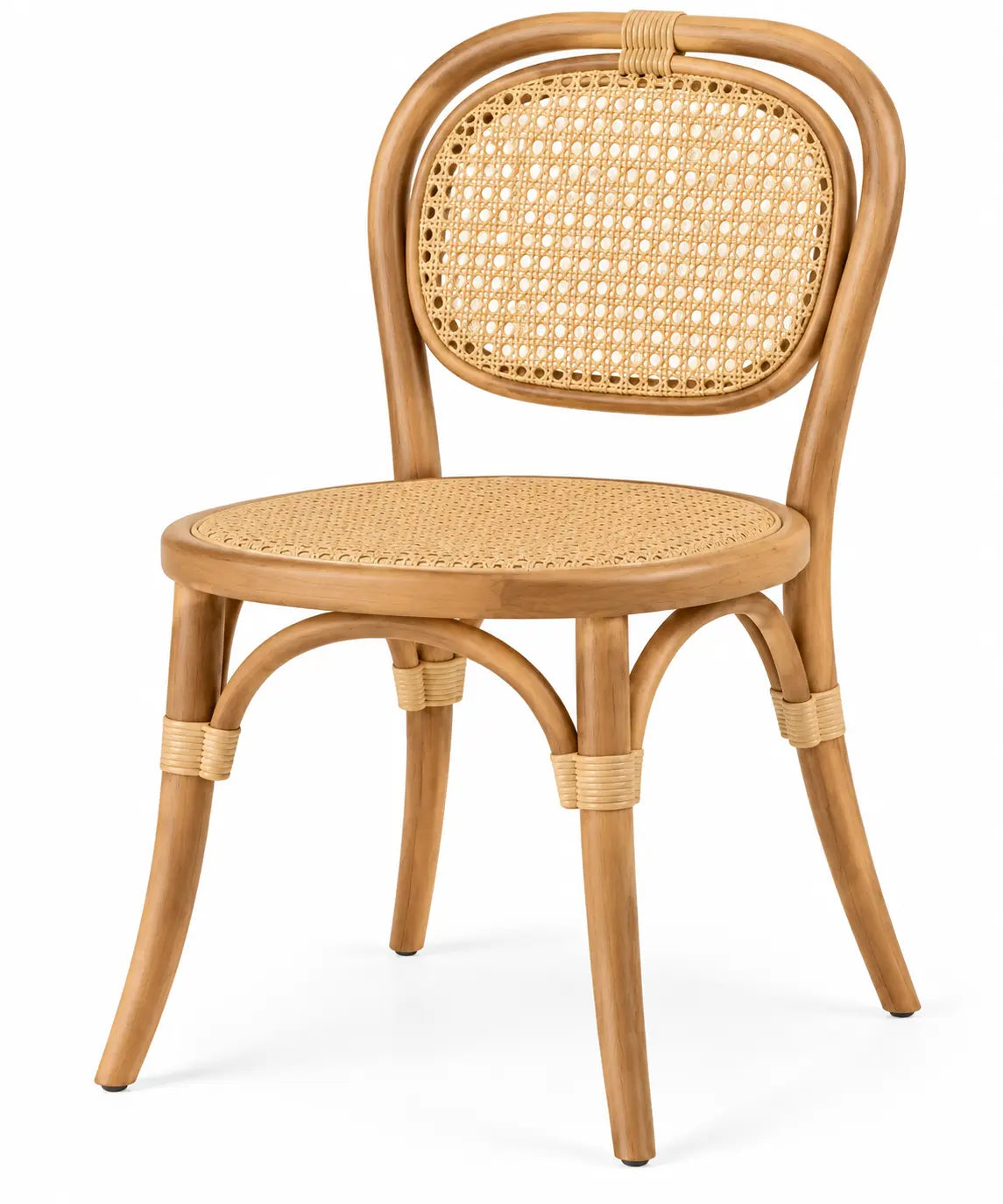 Chaise beige à dossier ovale et assise tressée