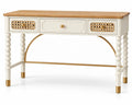 Console crème et beige à tiroirs ajourés et pieds torsadés