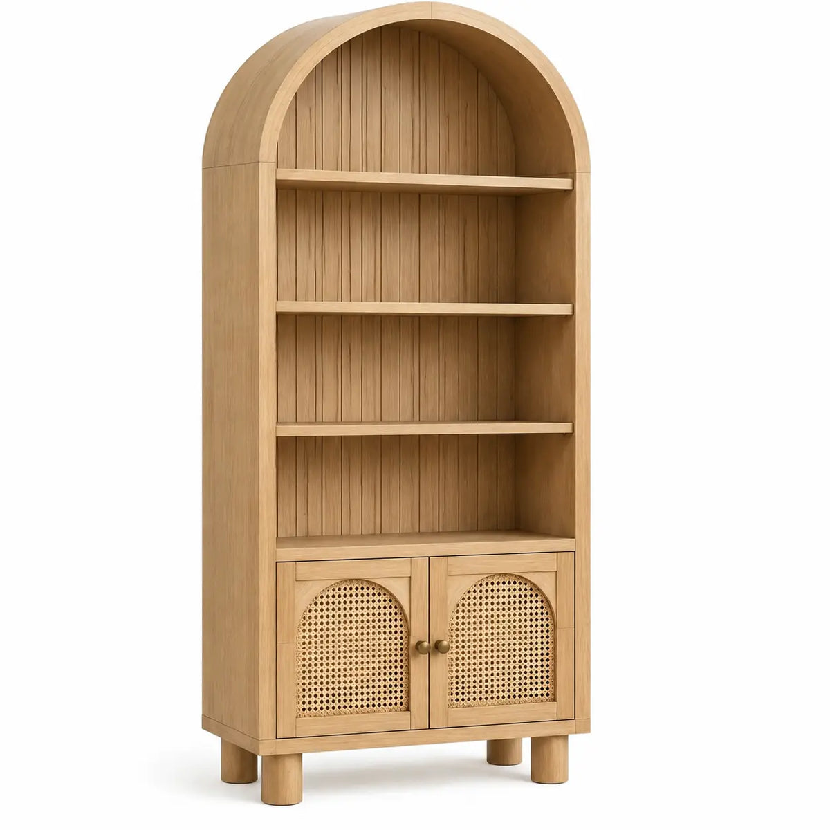 Bibliothèque beige cintrée à portes basses ajourées